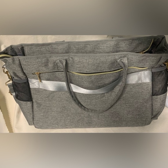Rabjen Gray Diaper Tote Bag Large Multifunction Travel Baby Bag NWOT - Picture 8 of 11